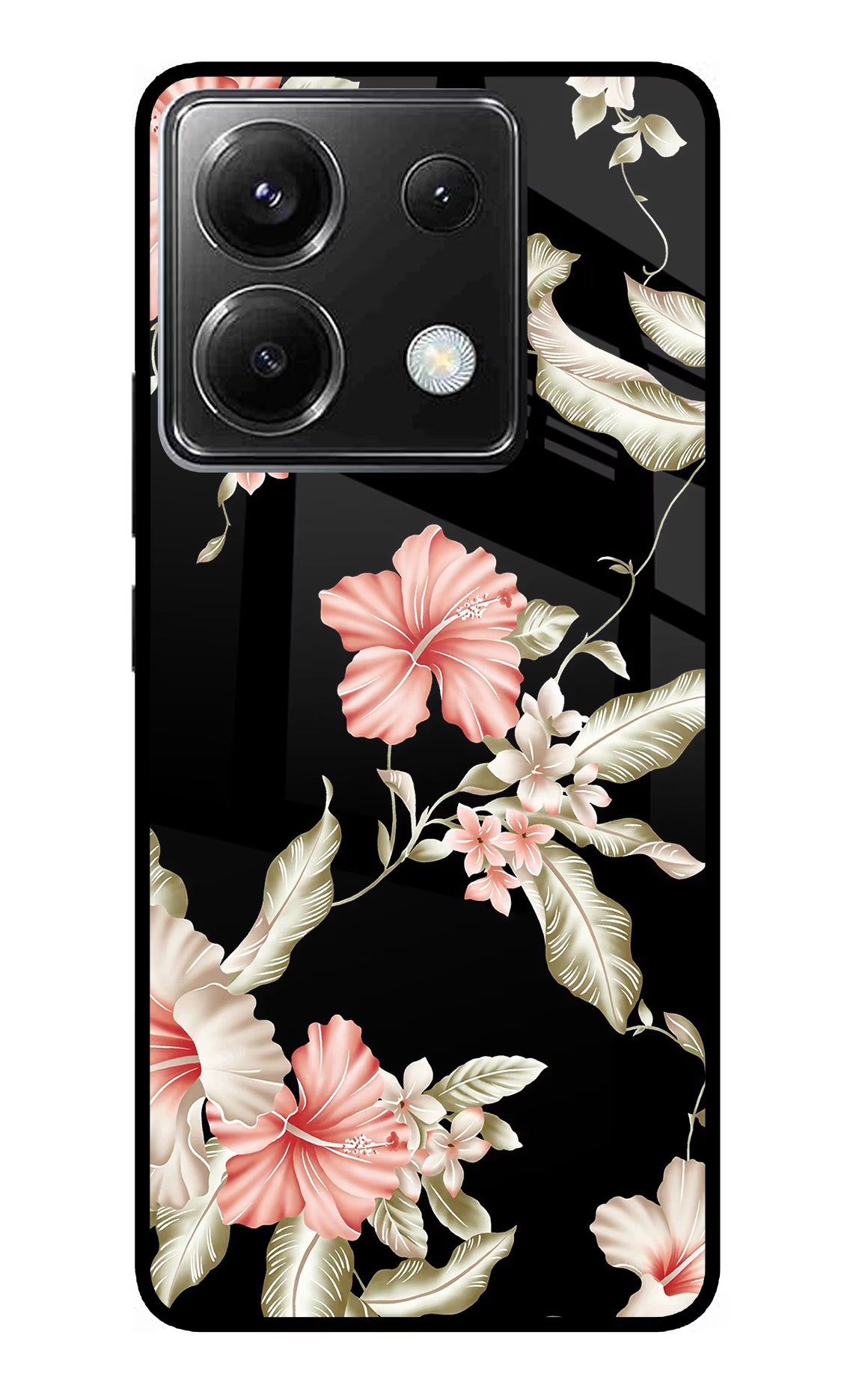 Flowers Poco X6 Glass Case Back Cover by Casekaro