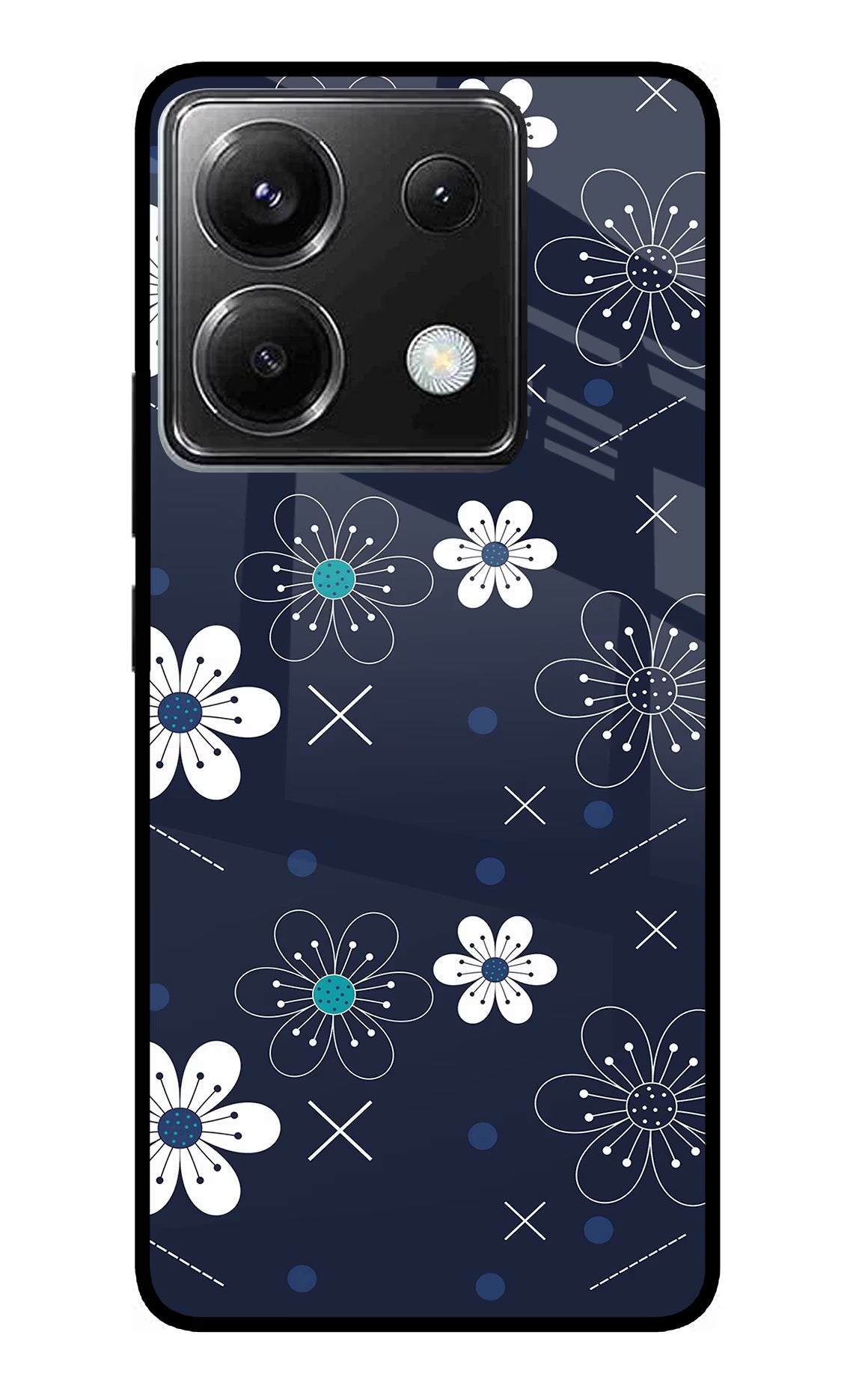Flowers Poco X6 Glass Case Back Cover by Casekaro