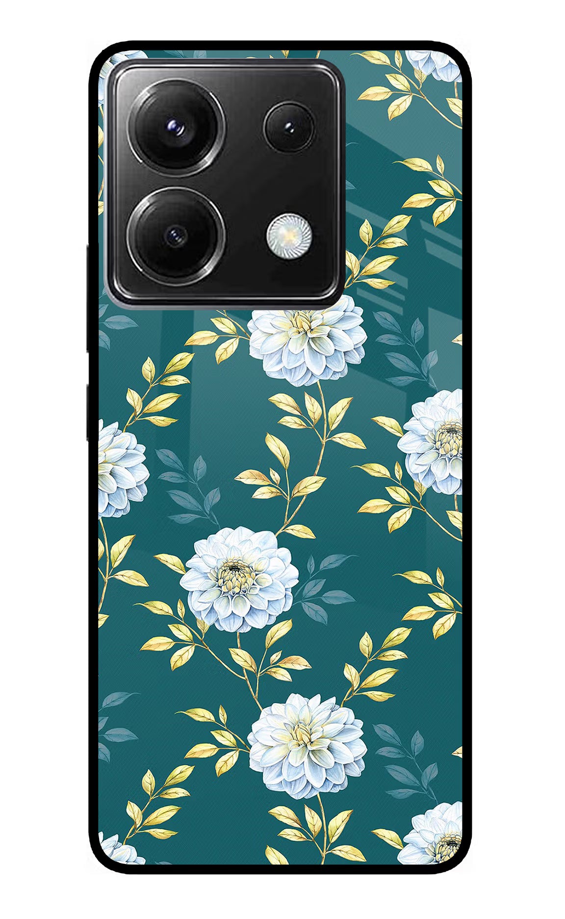 Flowers Poco X6 Glass Case Back Cover by Casekaro