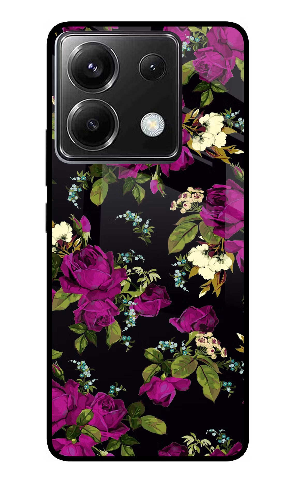 Flowers Poco X6 Glass Case Back Cover by Casekaro