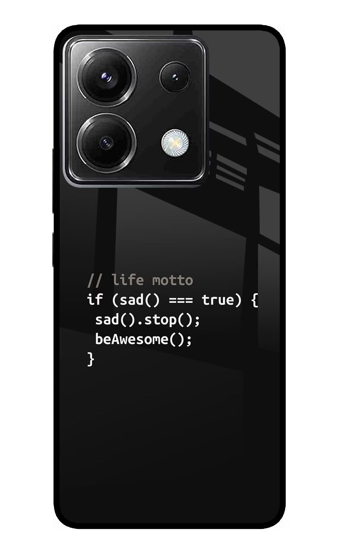 Life Motto Code Poco X6 Glass Case Back Cover by Casekaro