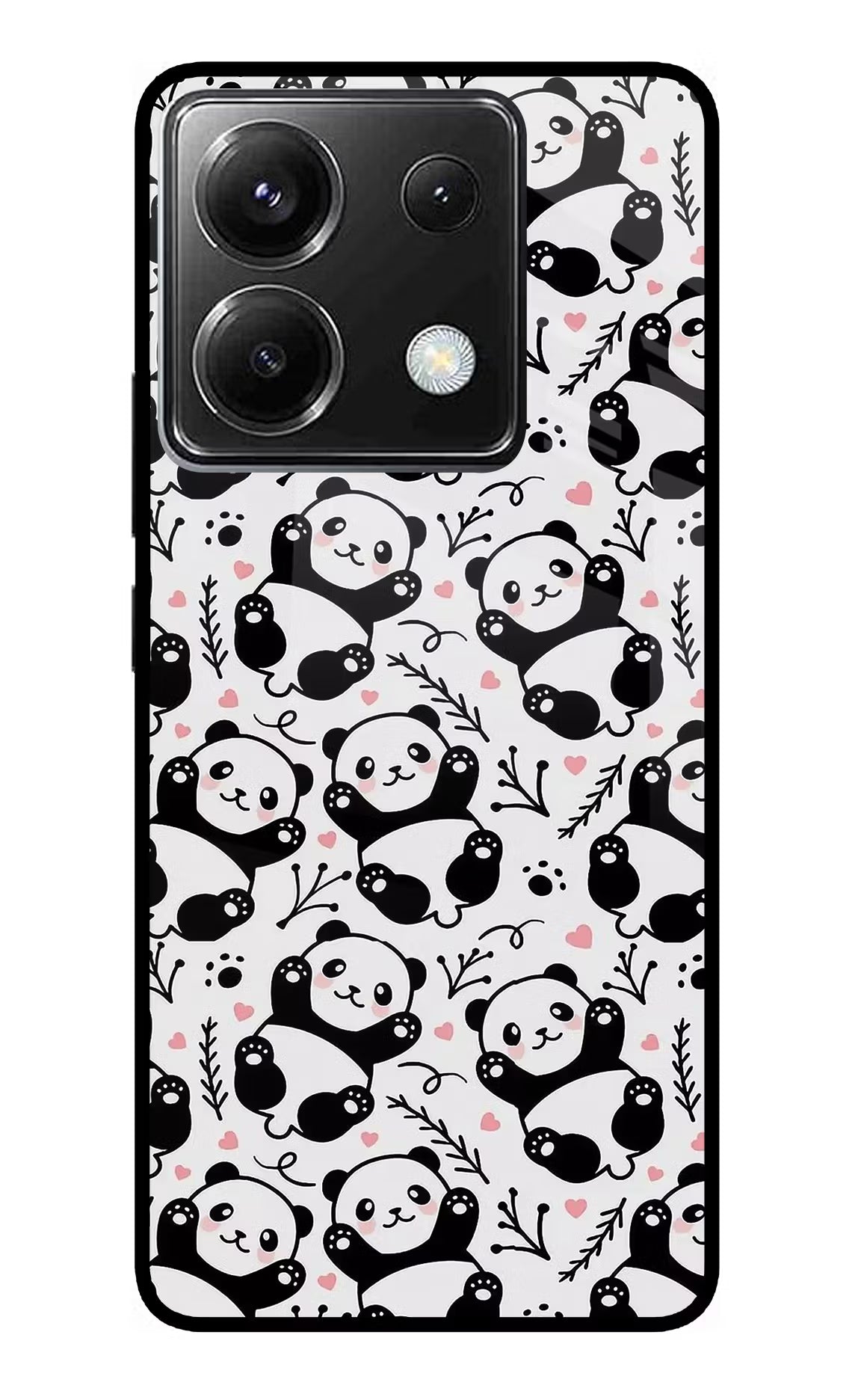 Cute Panda Poco X6 Glass Case Back Cover by Casekaro