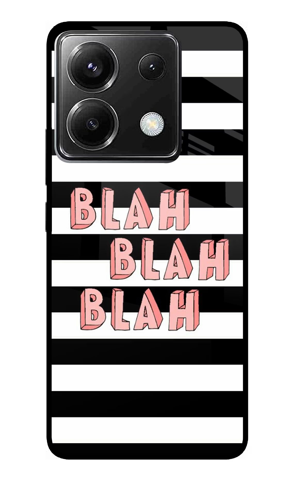 Blah Blah Blah Poco X6 Glass Case Back Cover by Casekaro