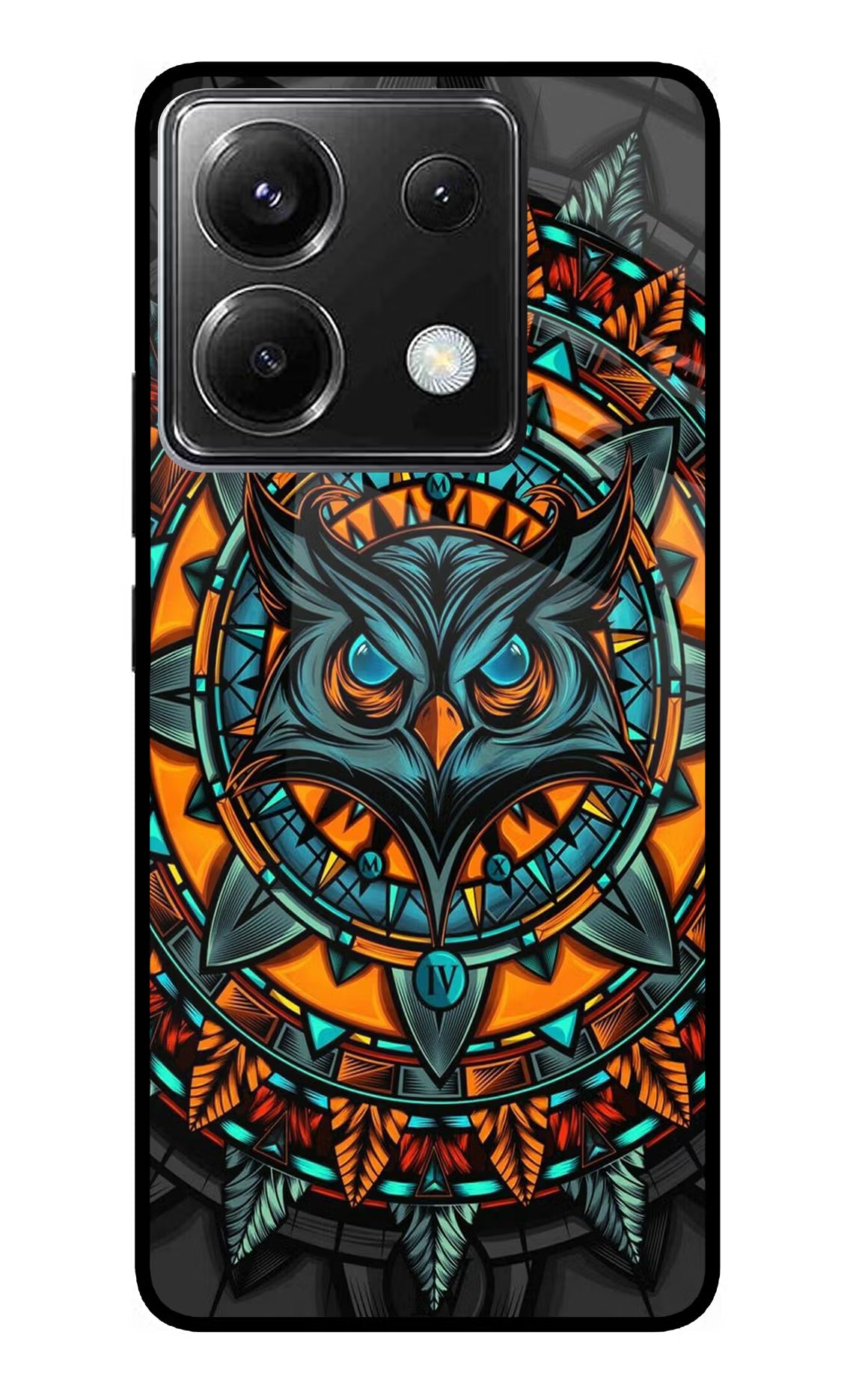 Angry Owl Art Poco X6 Glass Case Back Cover by Casekaro