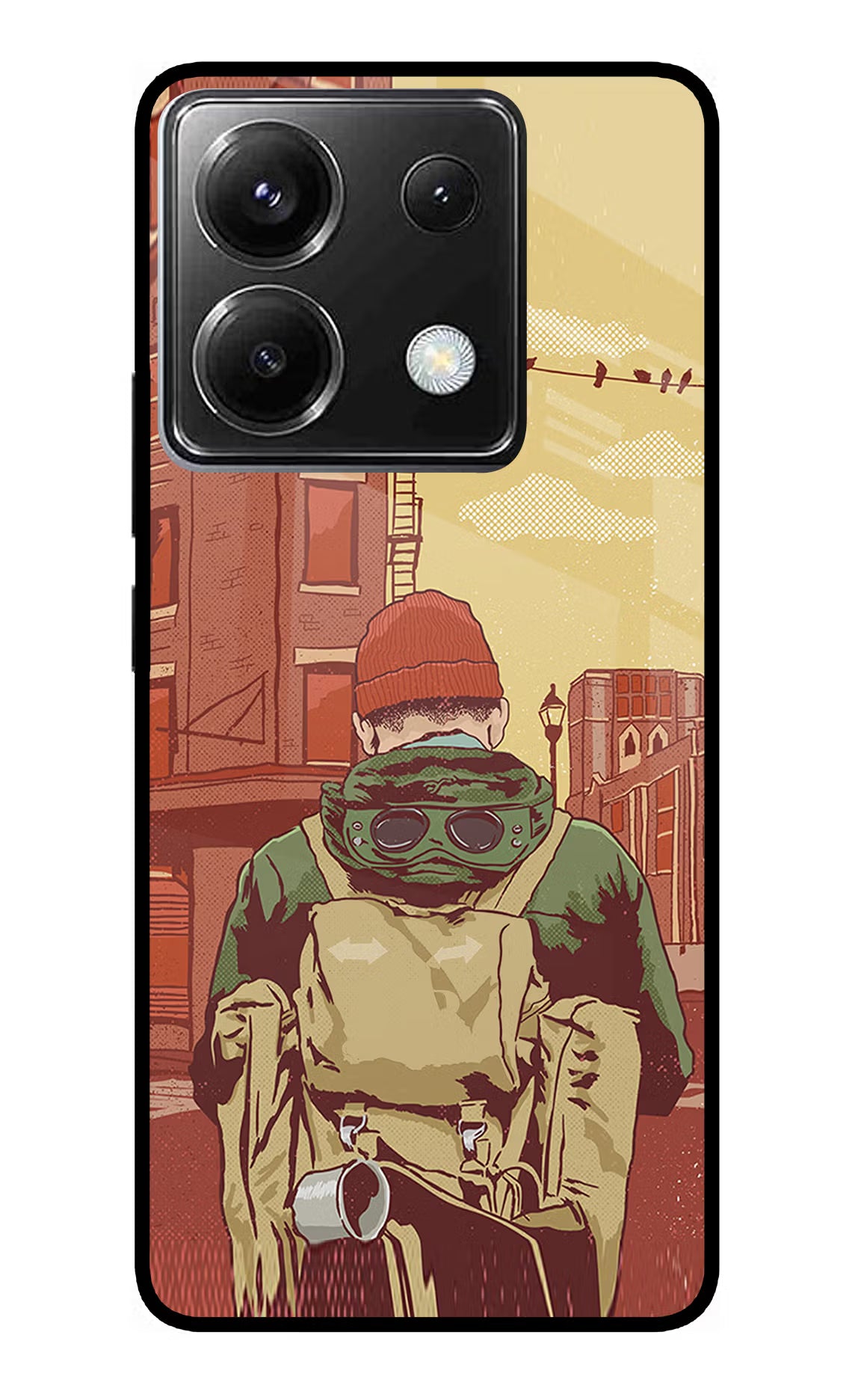 Adventurous Poco X6 Glass Case Back Cover by Casekaro