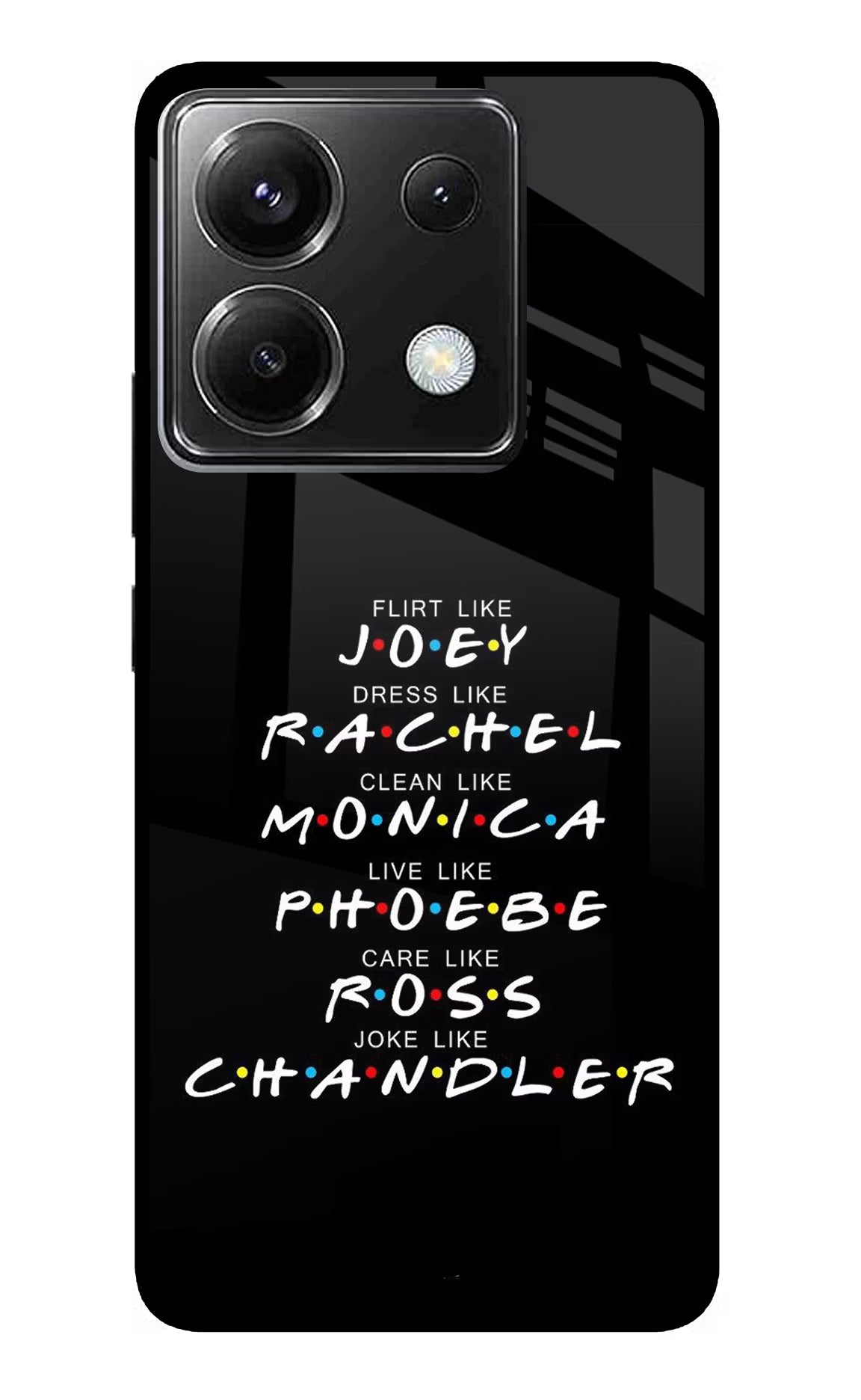 FRIENDS Character Poco X6 Glass Case Back Cover by Casekaro