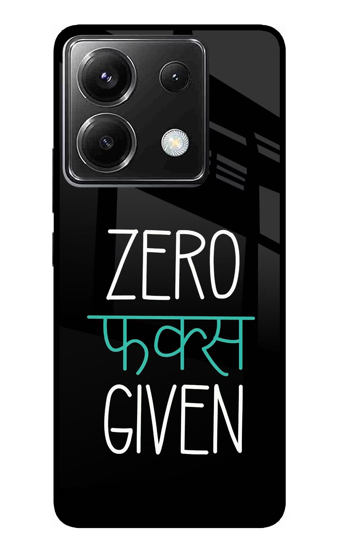 Zero Fucks Given Poco X6 Glass Case Back Cover by Casekaro