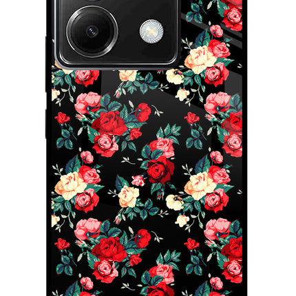 Rose Pattern Poco X6 Glass Case