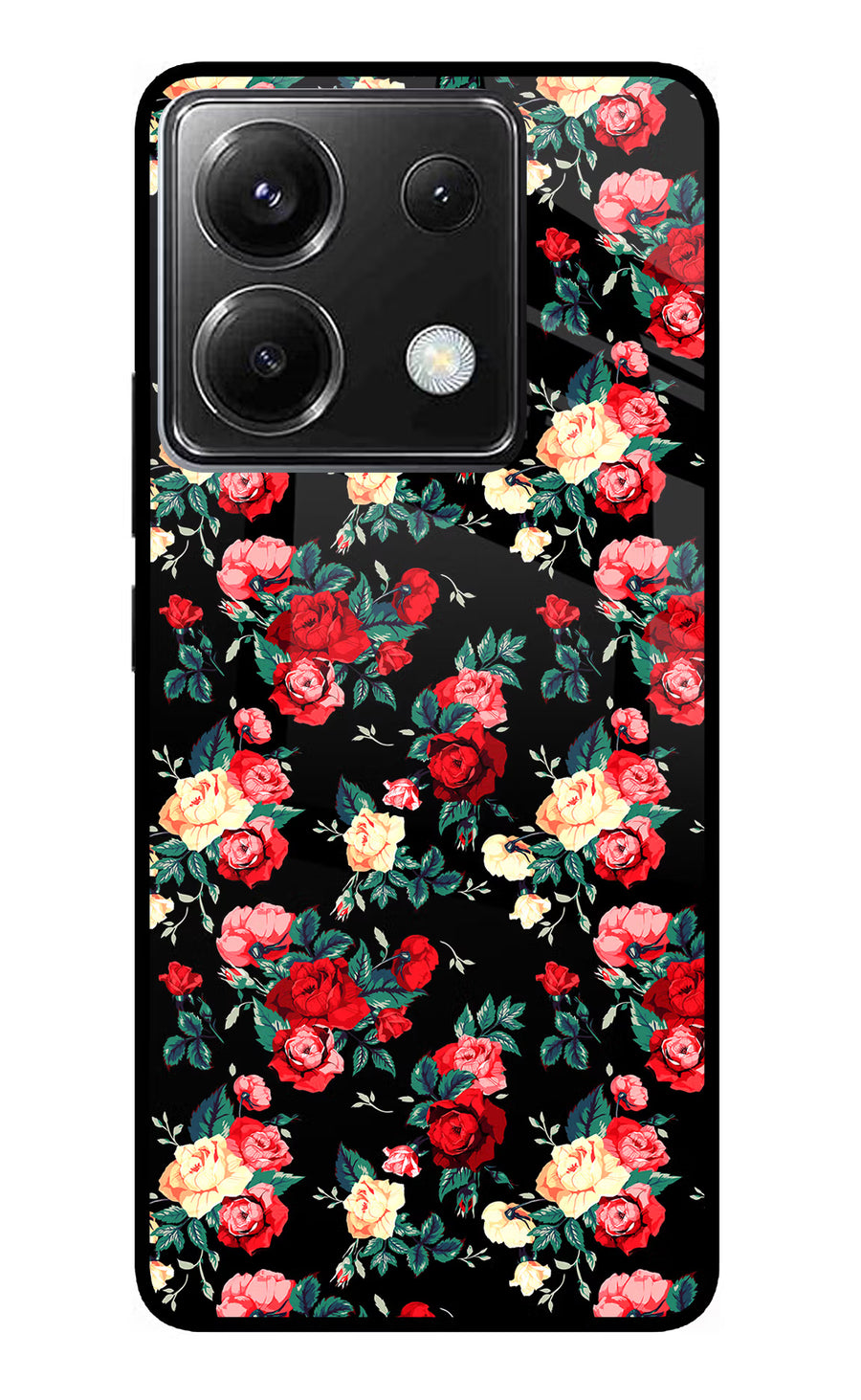 Rose Pattern Poco X6 Back Cover, Metal case