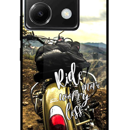 Ride More Worry Less Poco X6 Glass Case
