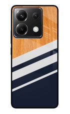 Blue and white wooden Poco X6 Glass Case