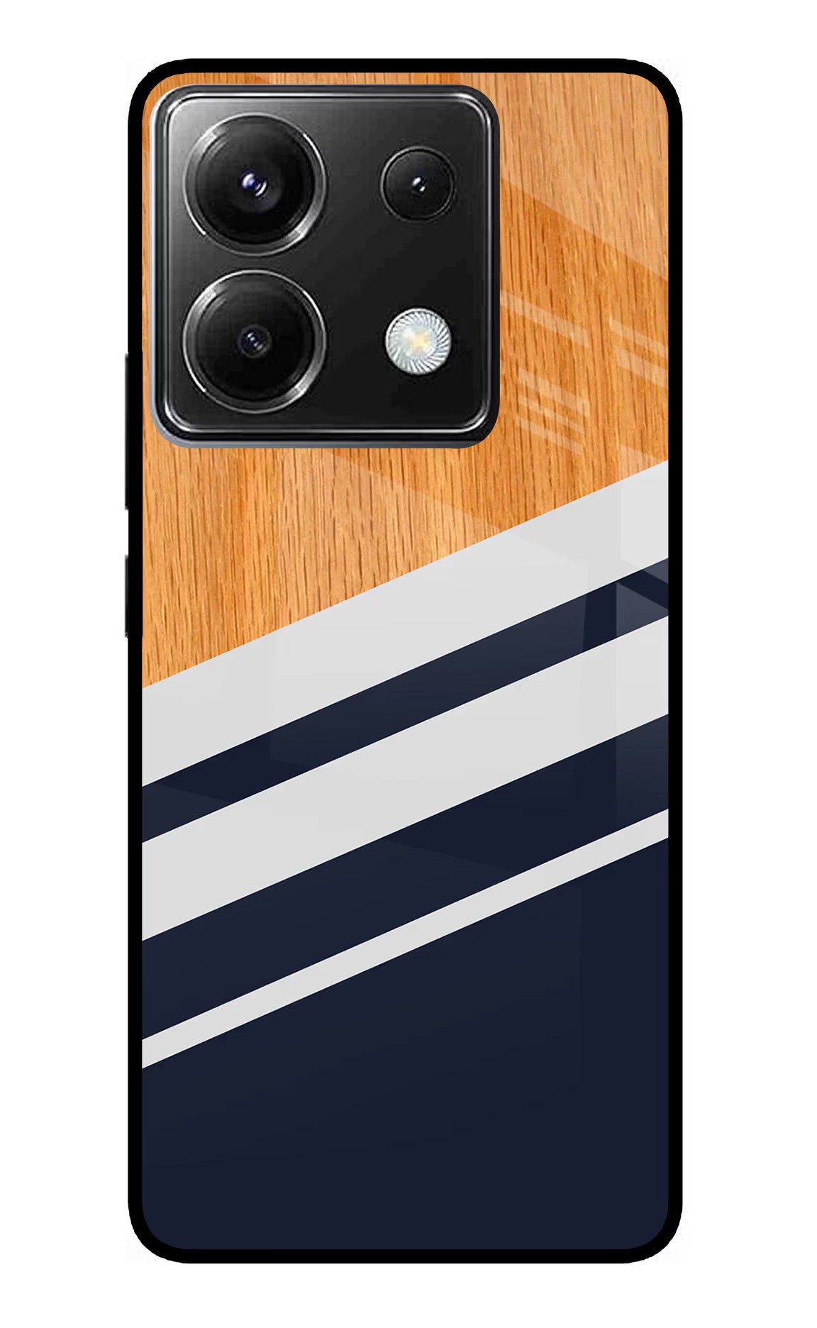 Blue and white wooden Poco X6 Glass Case