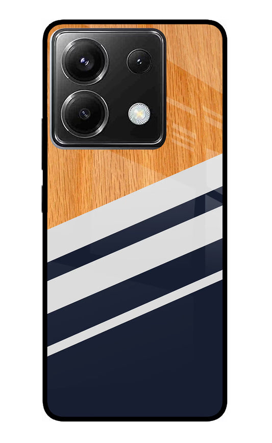 Blue and white wooden Poco X6 Glass Case