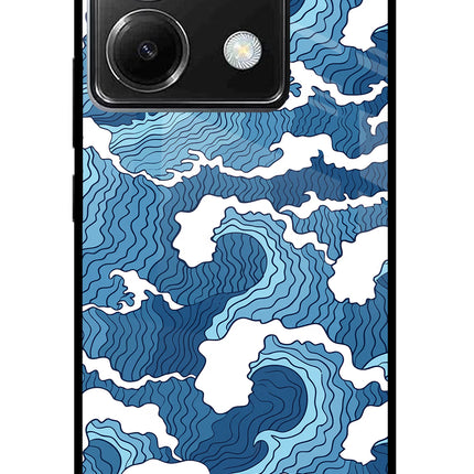 Blue Waves Poco X6 Glass Case