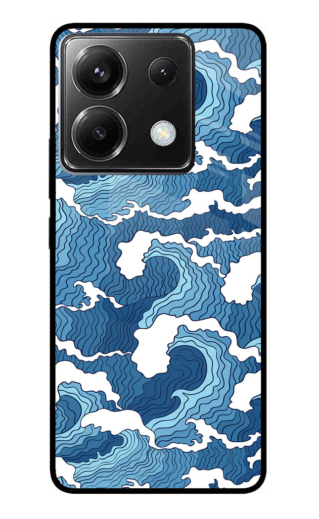 Blue Waves Poco X6 Glass Case