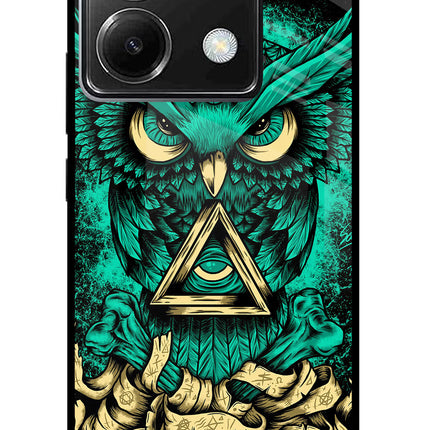 Green Owl Poco X6 Glass Case