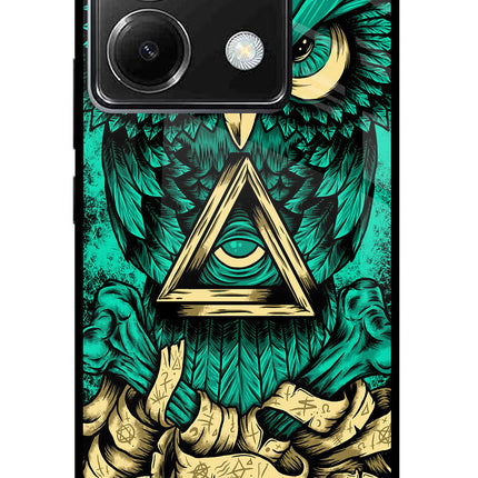 Green Owl Poco X6 Glass Case