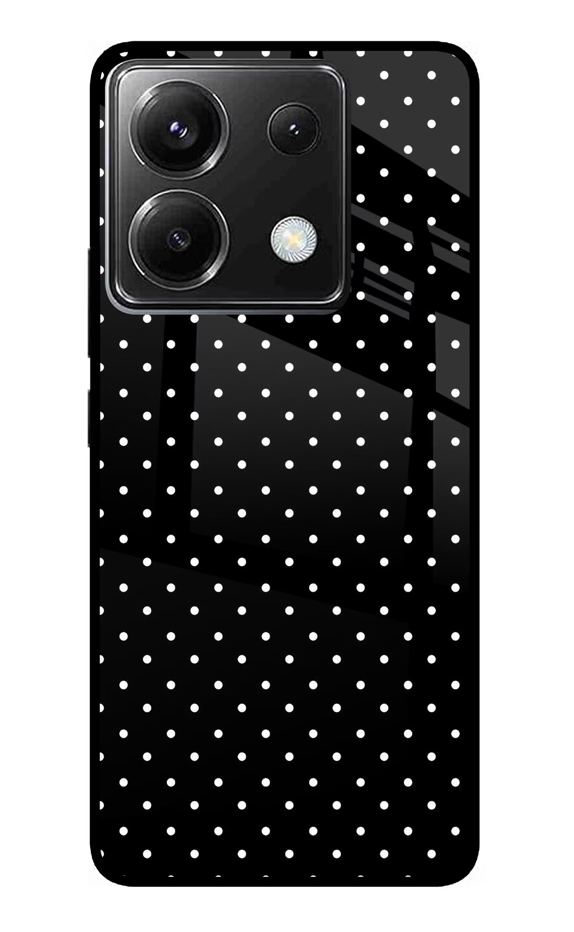 White Dots Poco X6 Glass Case Back Cover by Casekaro