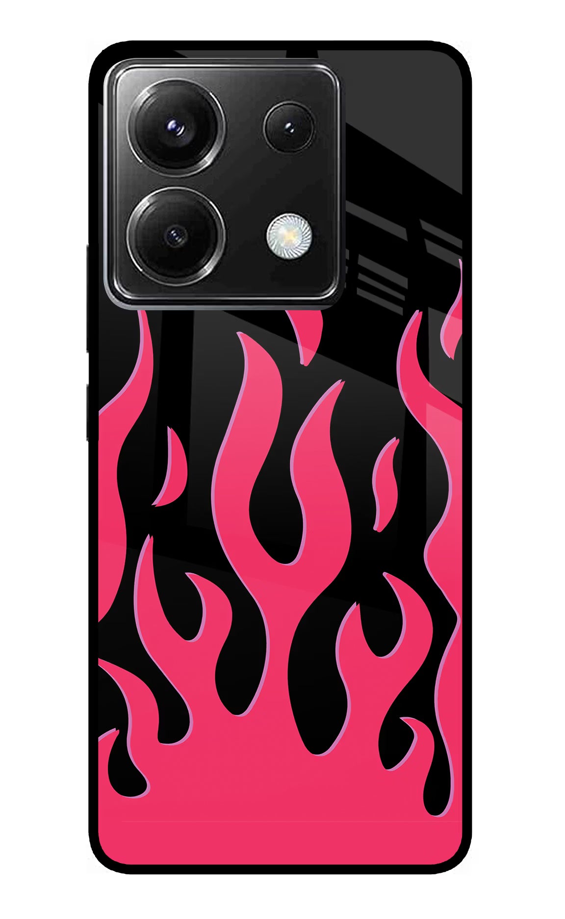 Fire Flames Poco X6 Glass Case Back Cover by Casekaro