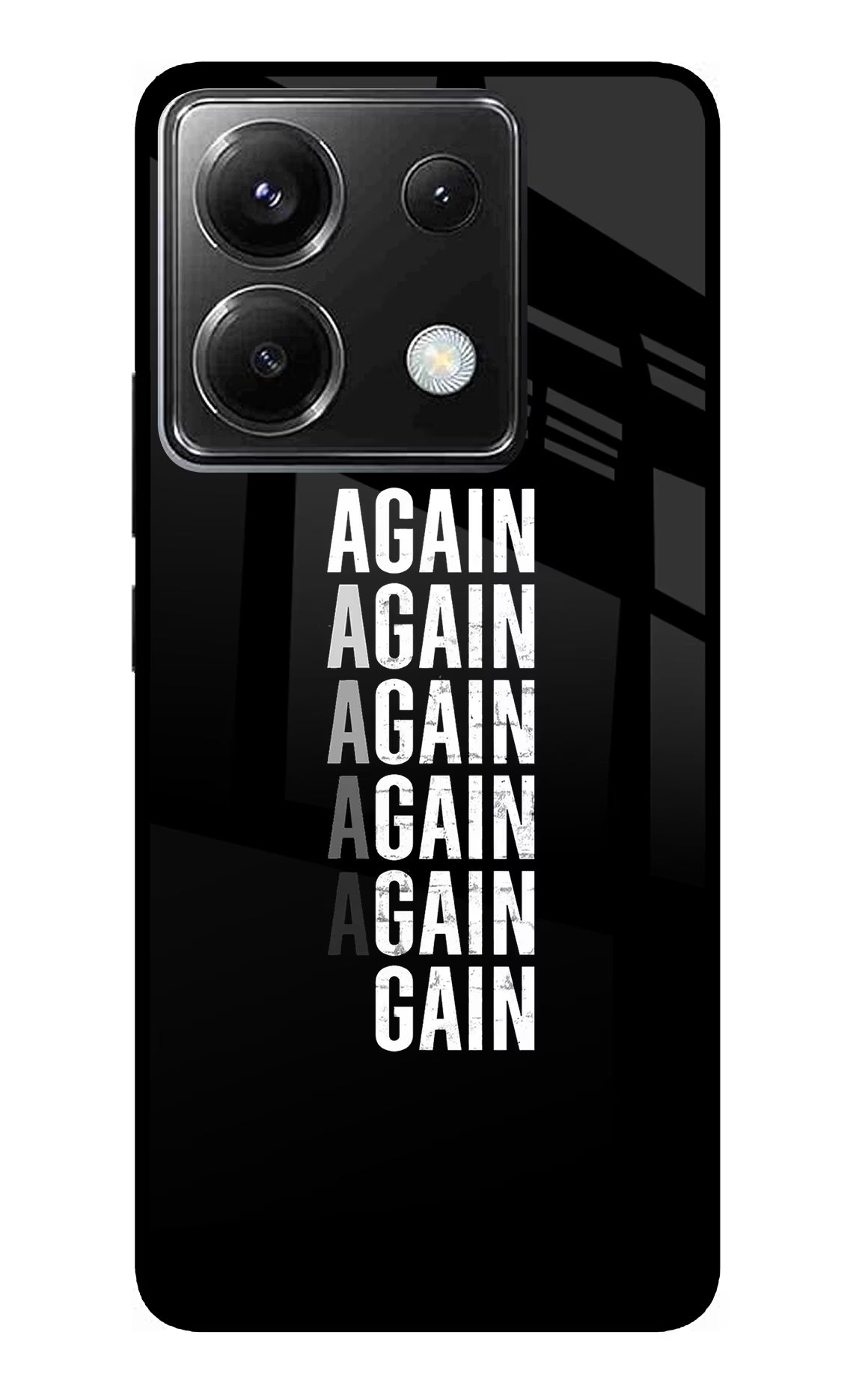 Again Again Gain Poco X6 Glass Case Back Cover by Casekaro