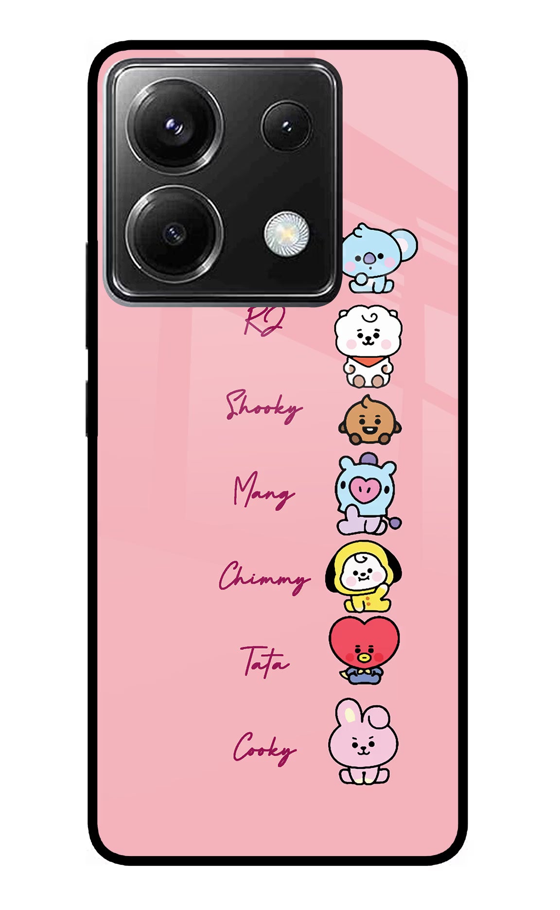 BTS names Poco X6 Glass Case Back Cover by Casekaro