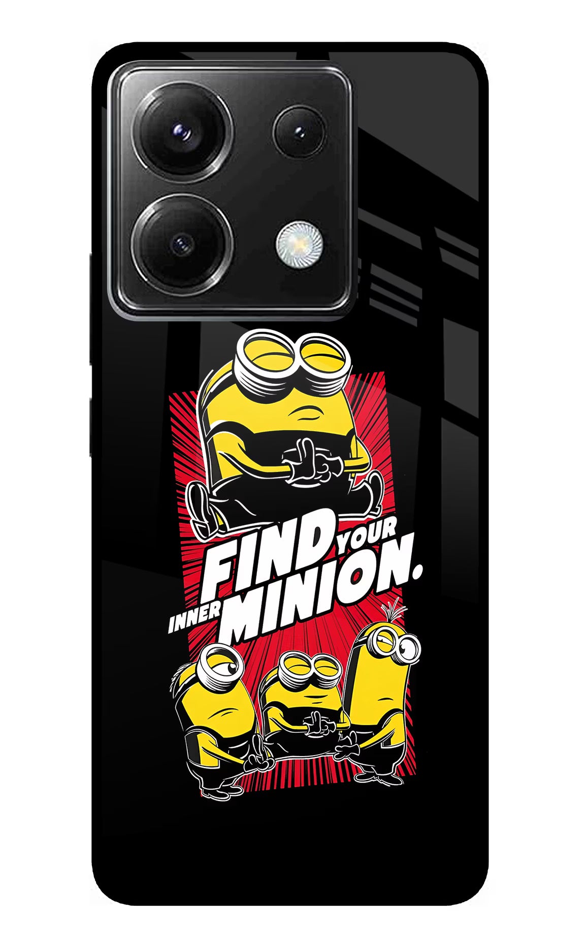 Find your inner Minion Poco X6 Glass Case Back Cover by Casekaro
