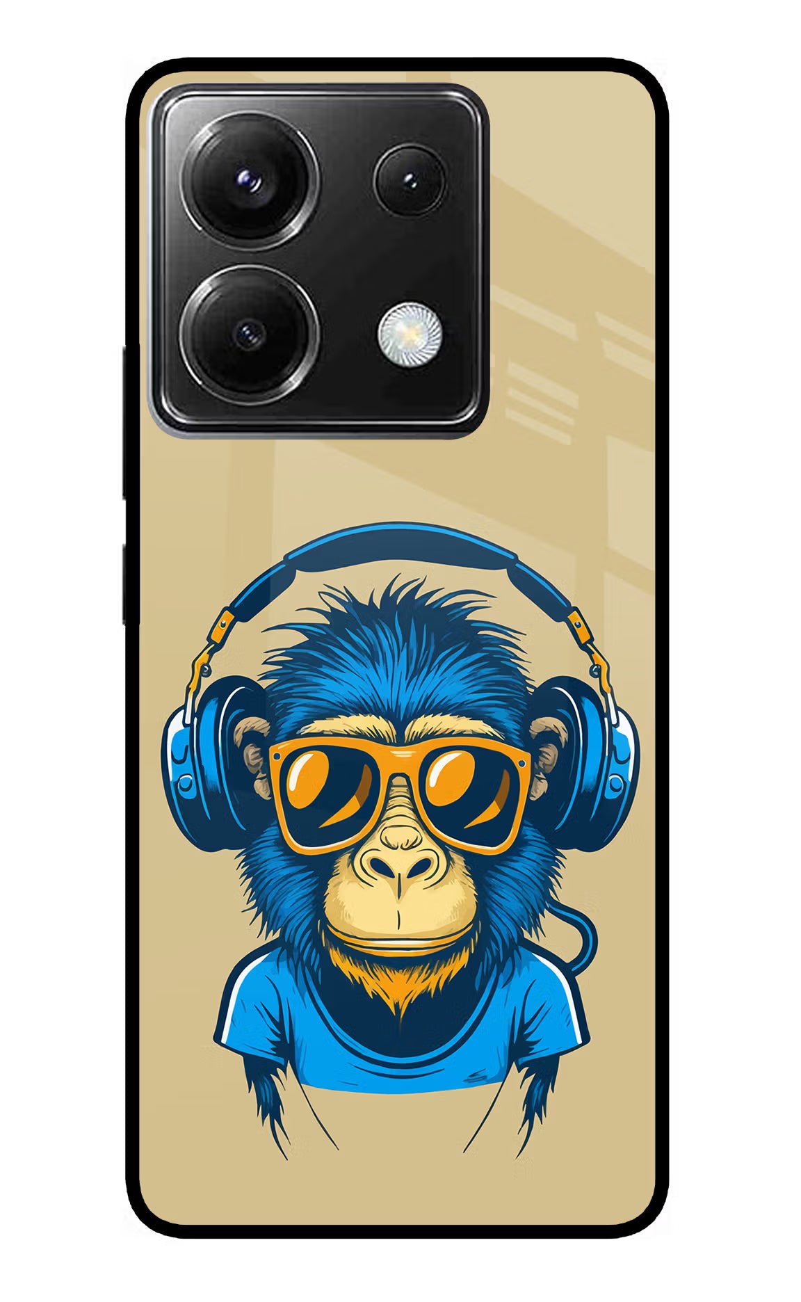 Monkey Headphone Poco X6 Glass Case Back Cover by Casekaro