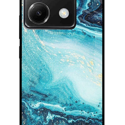 Blue Glitter Marble Poco X6 Glass Case