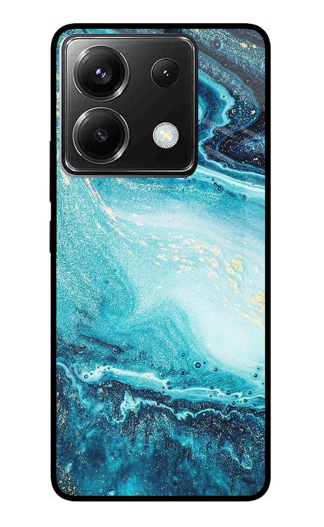 Blue Glitter Marble Poco X6 Glass Case