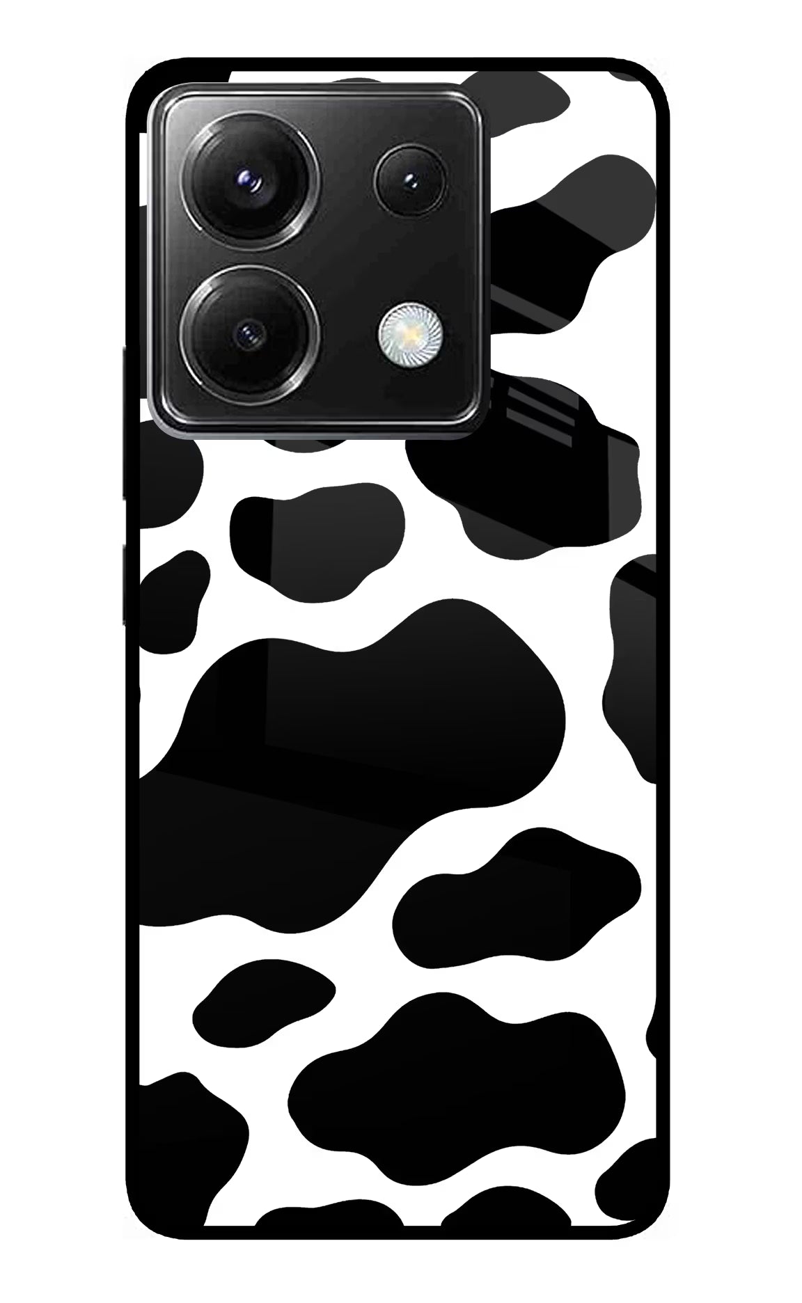 Cow Spots Poco X6 Glass Case Back Cover by Casekaro
