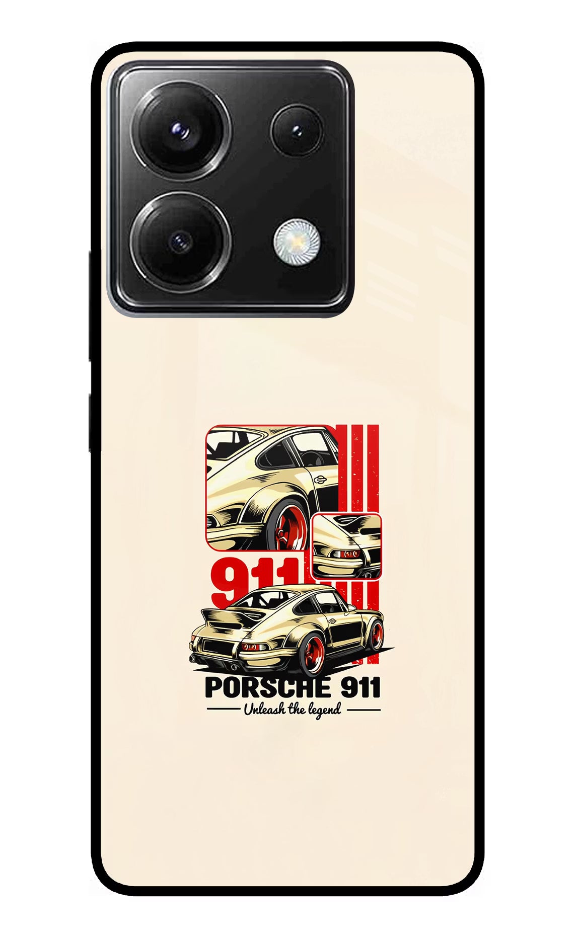 Classic Porsche 911 Poco X6 Glass Case Back Cover by Casekaro