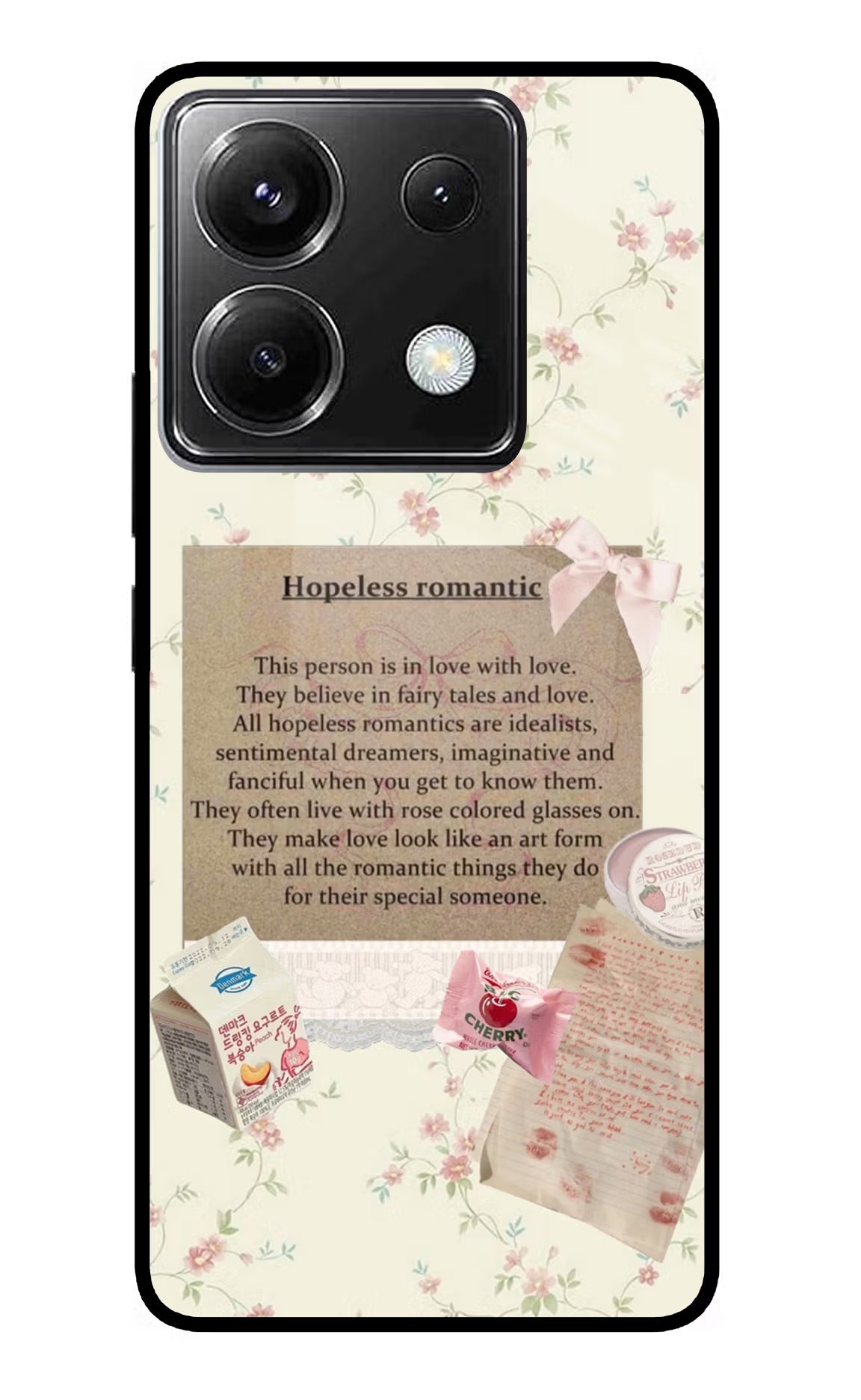 Hopeless Romantic Poco X6 Glass Case Back Cover by Casekaro