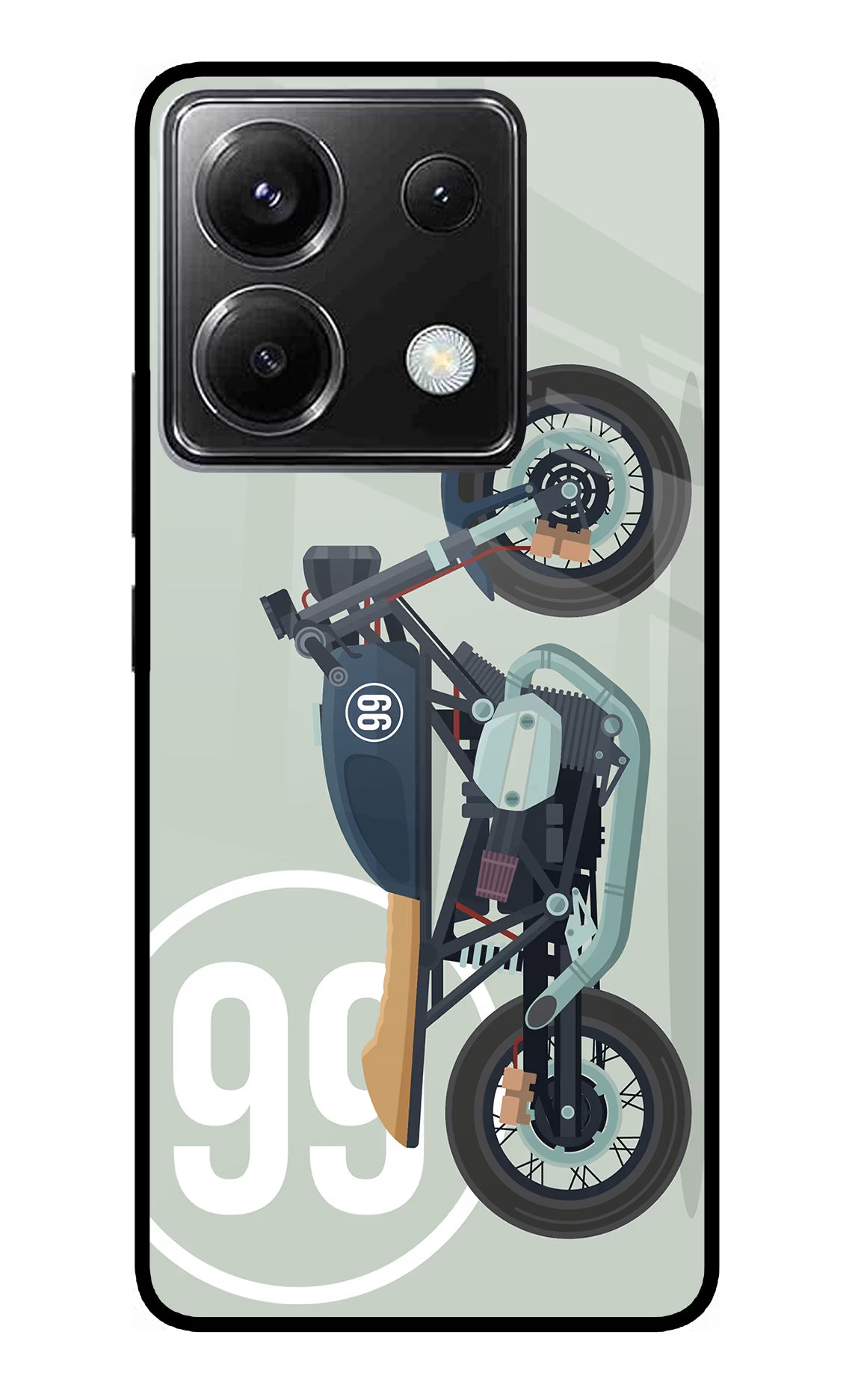 Classic Cafe Racer 99 Poco X6 Glass Case Back Cover by Casekaro