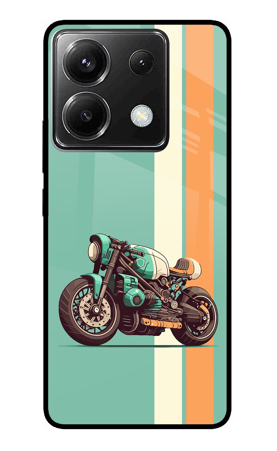 Striped Moto Drift Poco X6 Glass Case