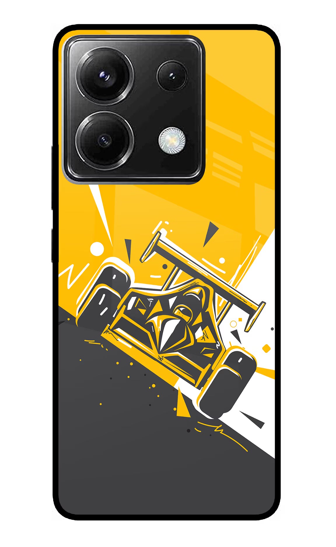 Track King Poco X6 Glass Case Back Cover by Casekaro