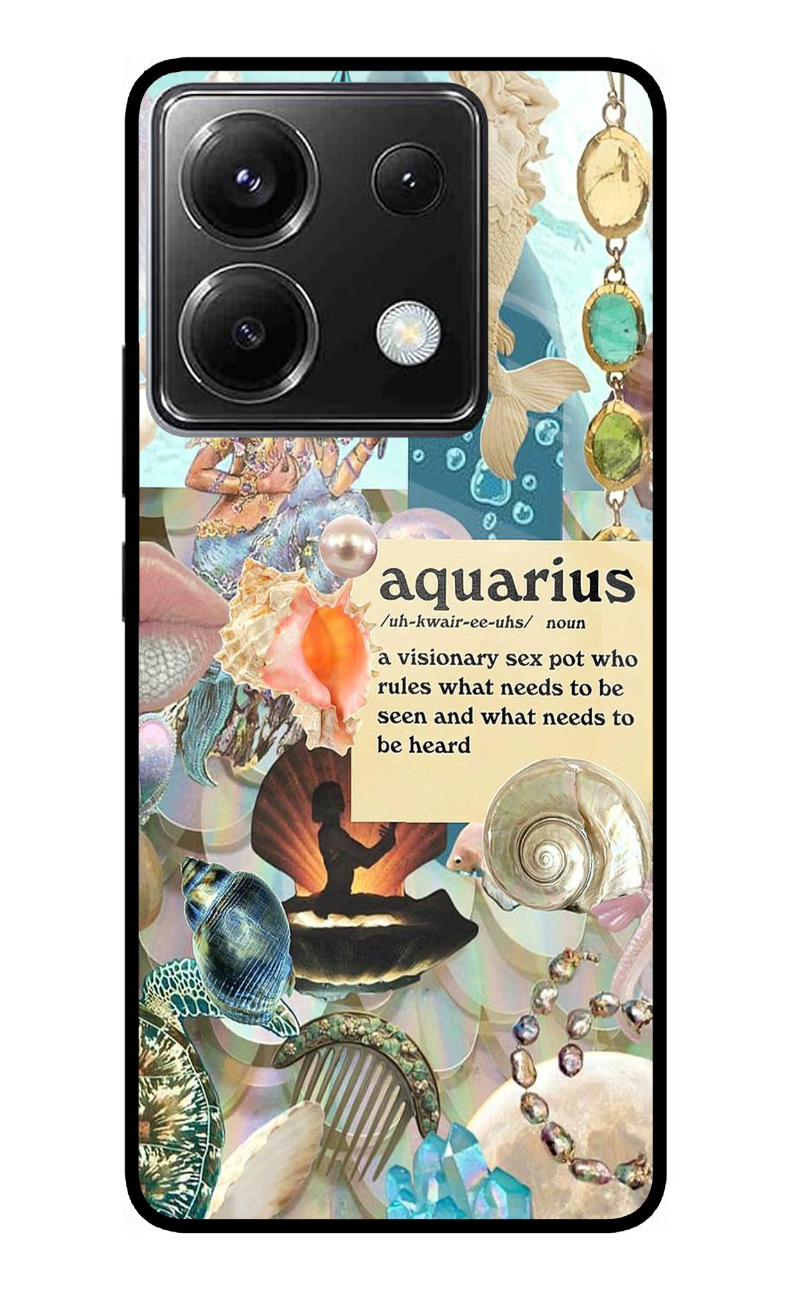 Aquarius Zodiac Poco X6 Glass Case Back Cover by Casekaro