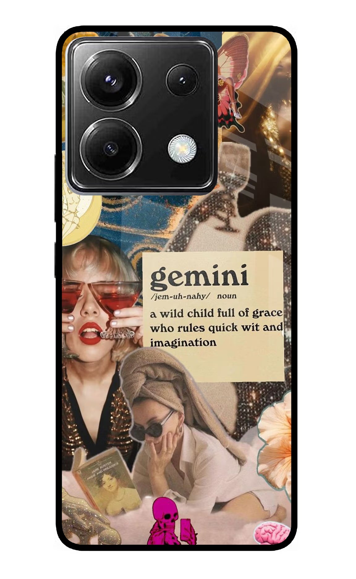 Gemini Zodiac Poco X6 Glass Case Back Cover by Casekaro