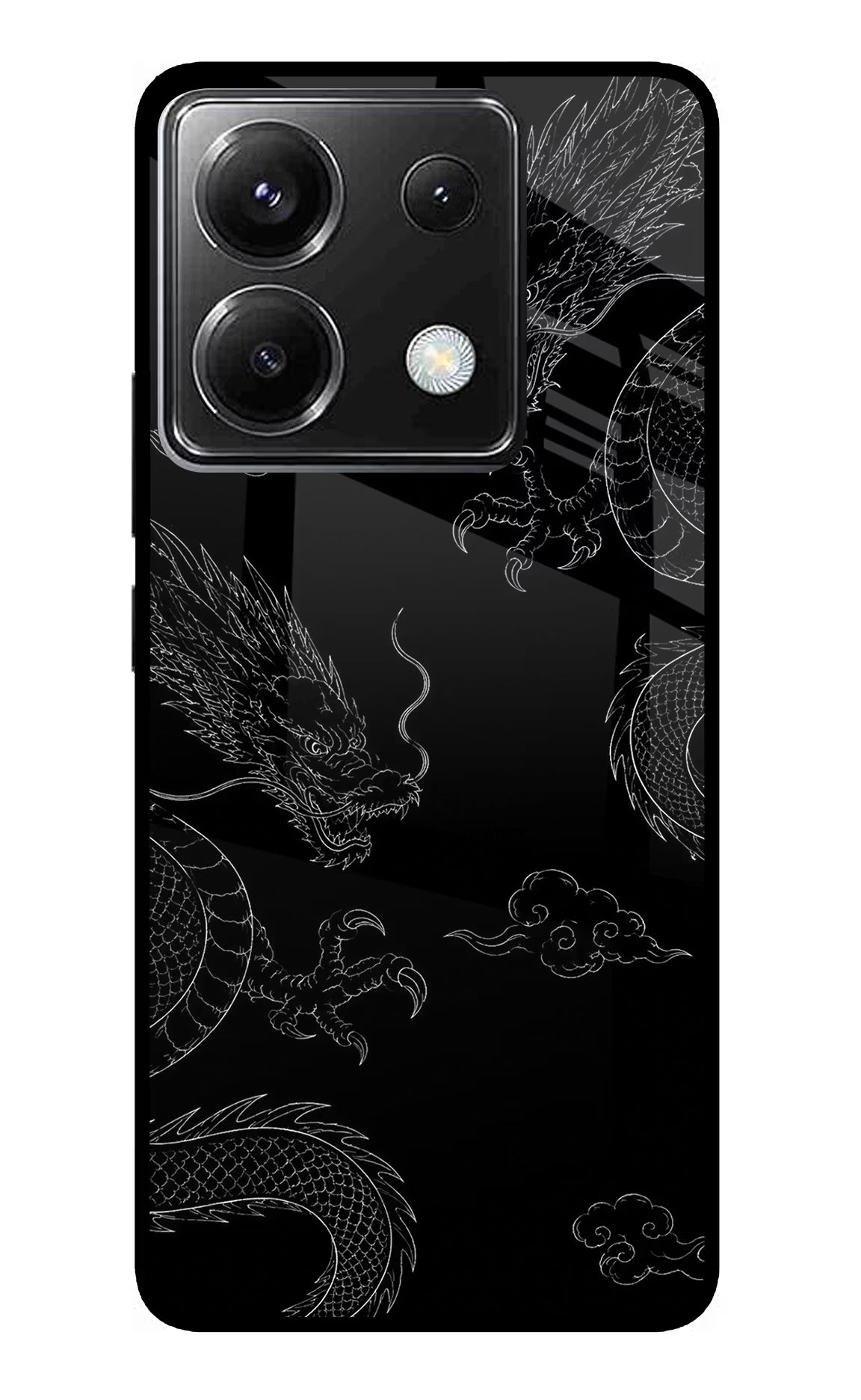 Twin Dragons Poco X6 Glass Case Back Cover by Casekaro