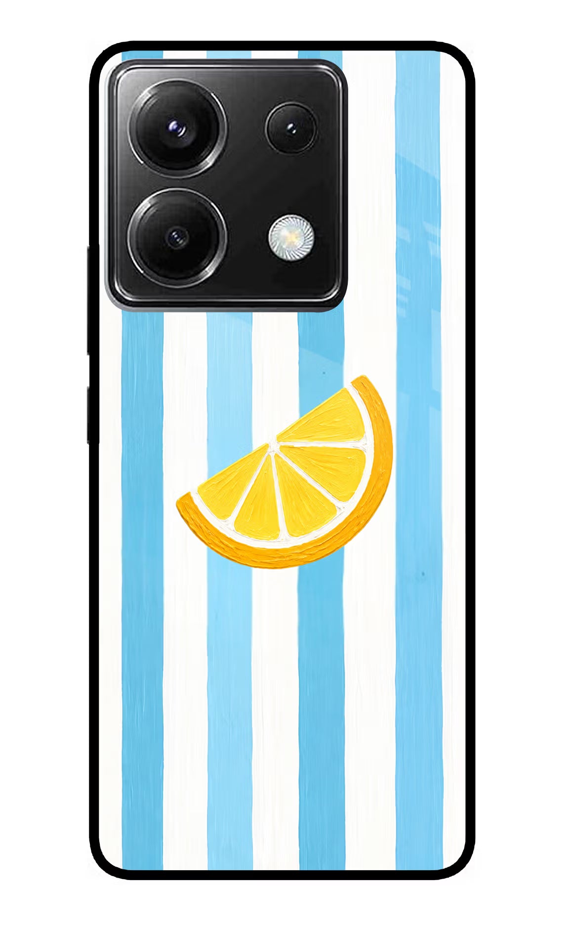 Summer Lemon Poco X6 Glass Case Back Cover by Casekaro