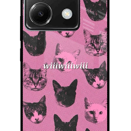 Pink Cats Poco X6 Glass Case
