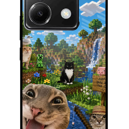 Minecraft Cat Chaos Poco X6 Glass Case