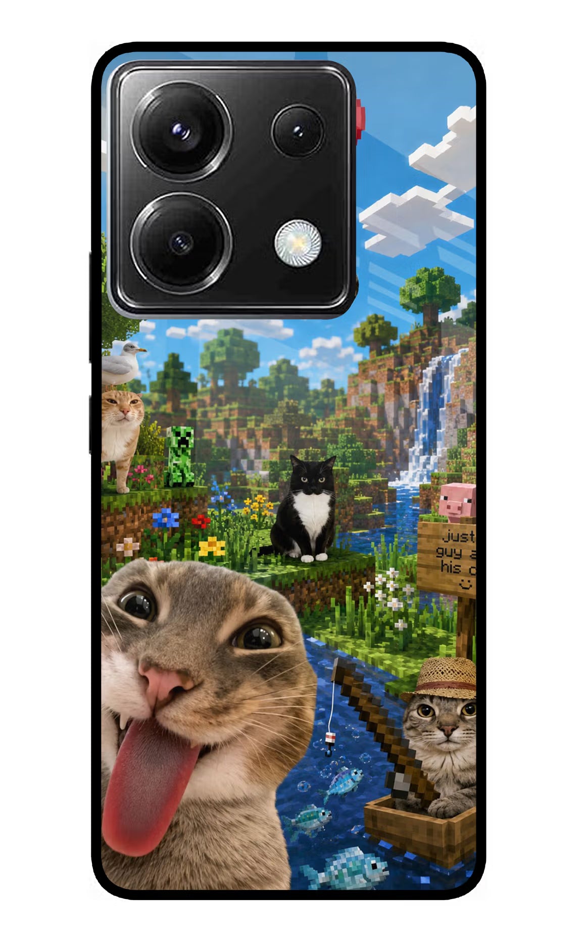 Minecraft Cat Chaos Poco X6 Glass Case