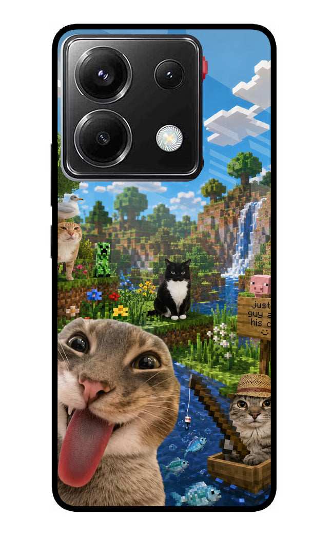 Minecraft Cat Chaos Poco X6 Glass Case