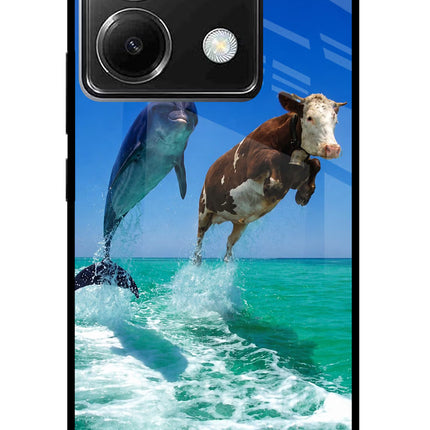 Dolphin vs Cow Poco X6 Glass Case