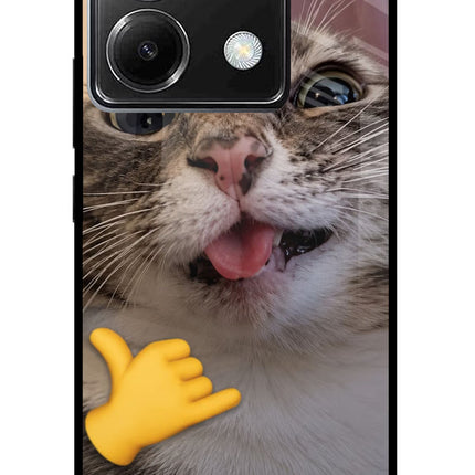 Silly Cat Call Poco X6 Glass Case