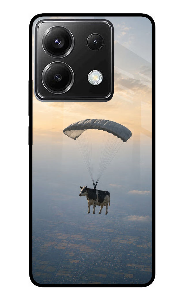 Skydiving Cow Poco X6 Glass Case