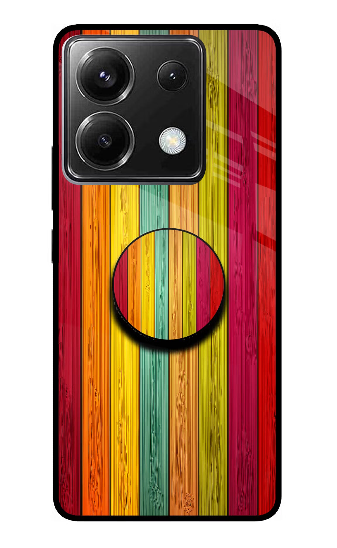 Multicolor Wooden Poco X6 Pop Case by Casekaro
