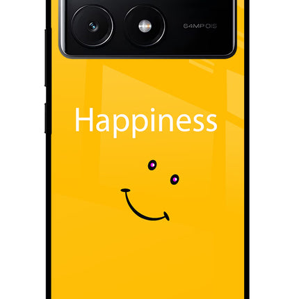 Happiness With Smiley Poco X6 Pro Glass Case Back Cover by Casekaro