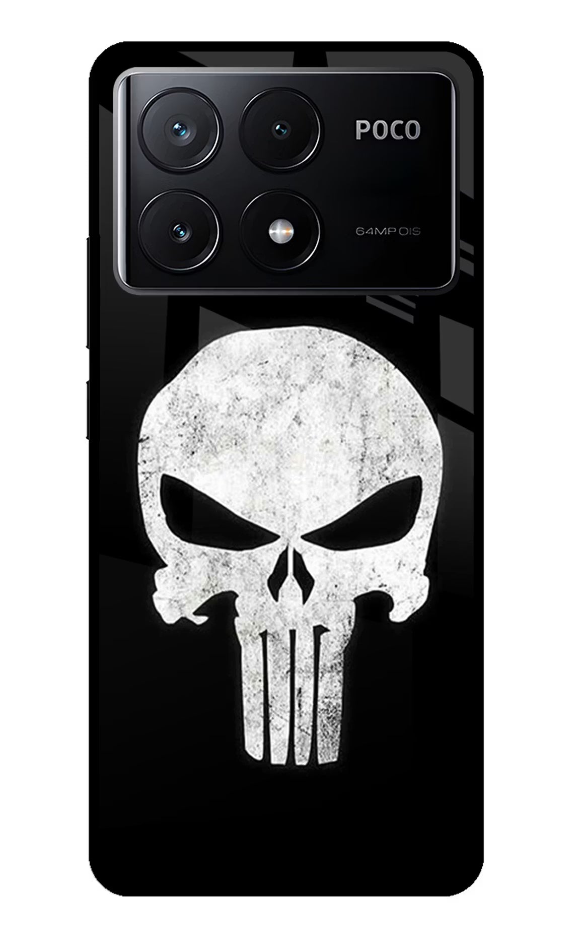 Punisher Skull Poco X6 Pro Glass Case Back Cover by Casekaro