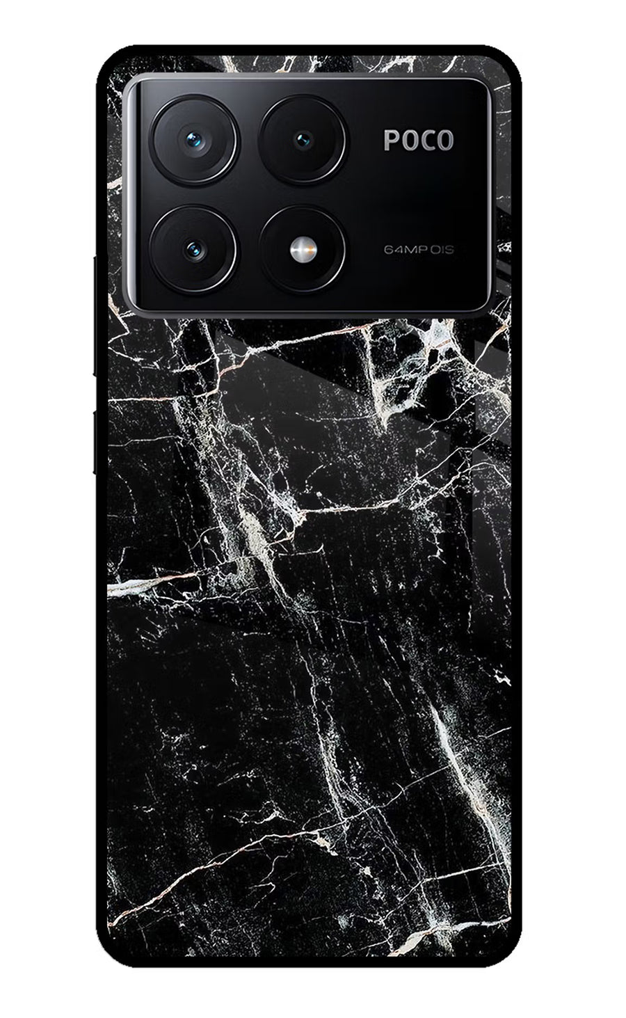 Black Marble Texture Poco X6 Pro Back Cover, Glass case